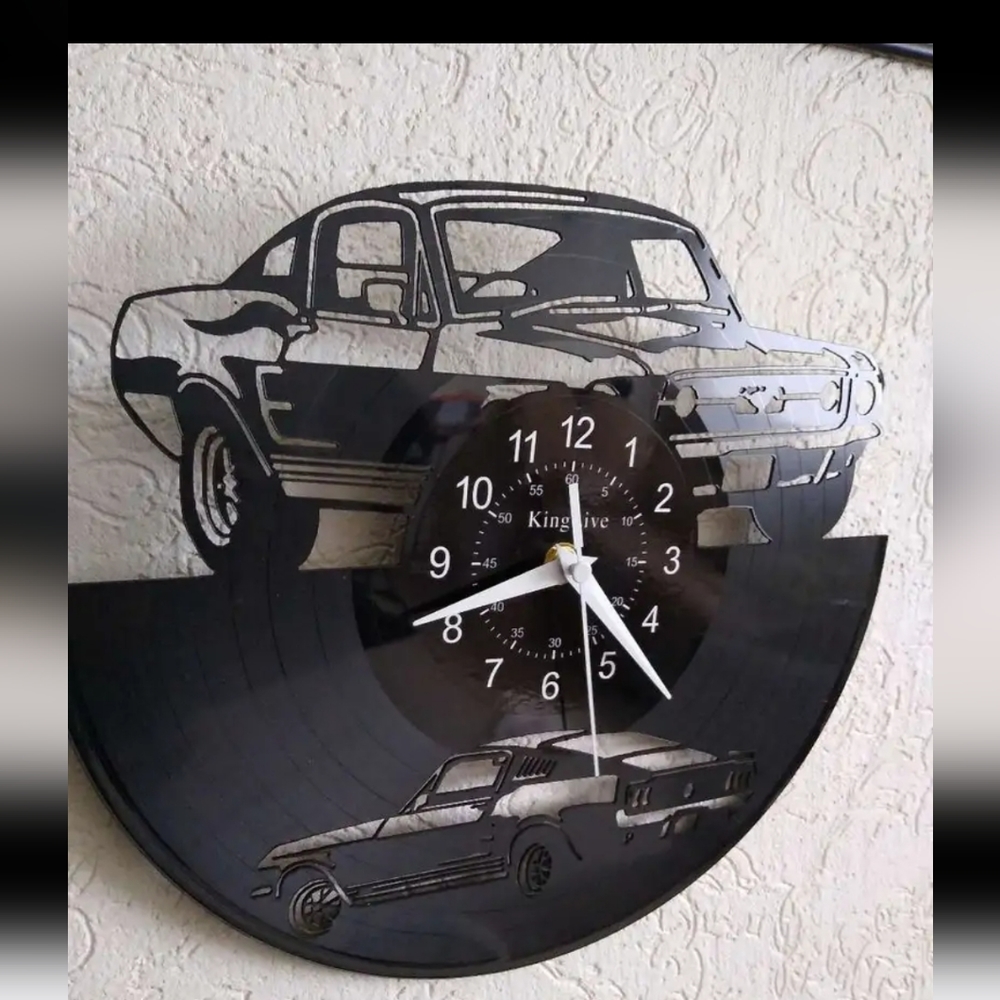 New Mustang Vinyl Record neon remote control 7 color 12" wall clock